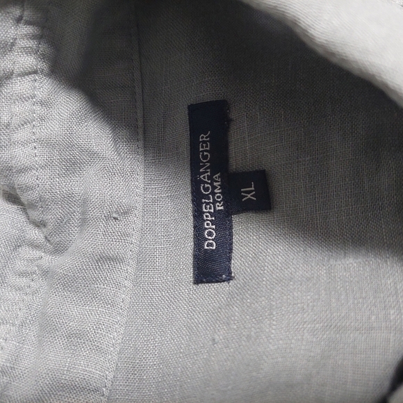 Doppelganger Roma Gray Shirt XL 100% Linen‎ Button Down Dress Up  Lightweight - Picture 3 of 7